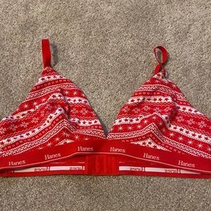 Hanes Festive Red and White Unpadded Bralette